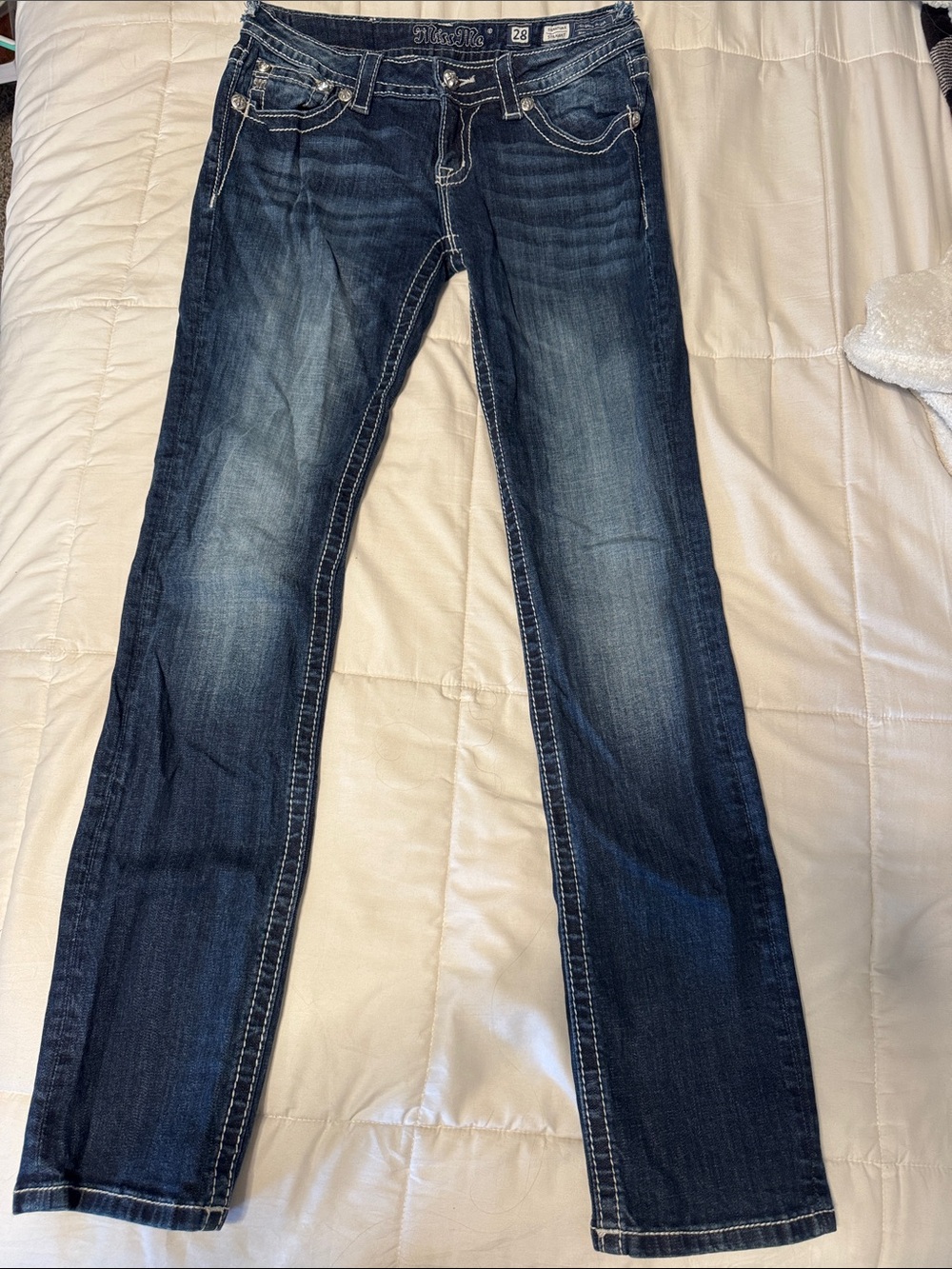 Miss Me Dark Blue Straight Leg Jeans